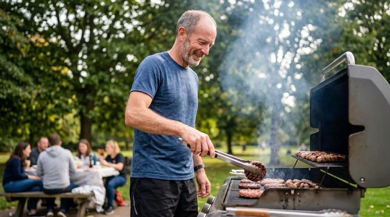 Man grilling BBQ
