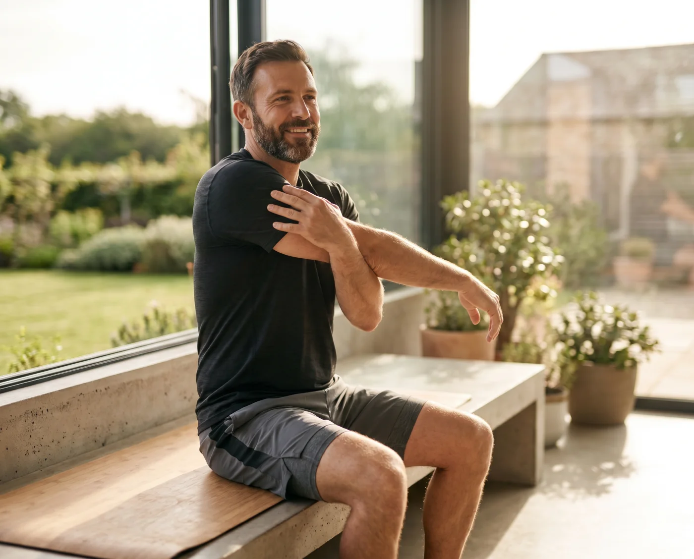 Active man recovering after exercise
