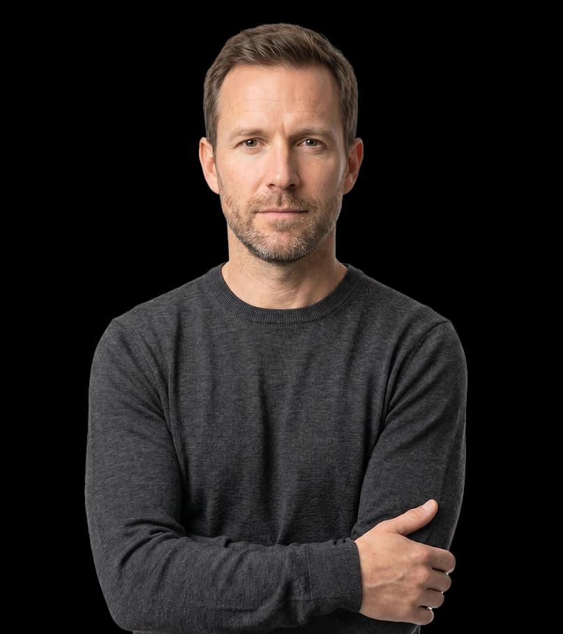 Confident man in his 40s representing restored hormone balance
