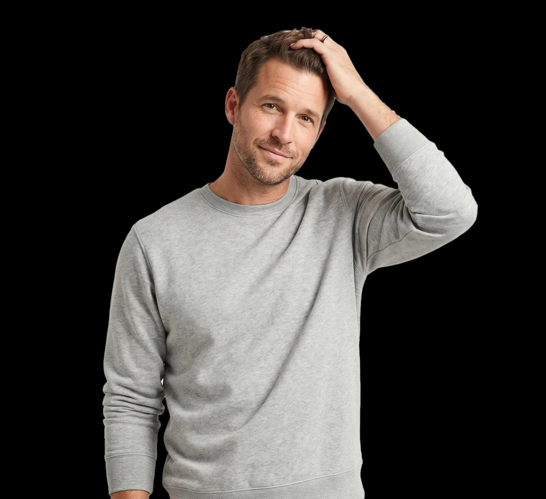 Man in his 40s looking calm and confident