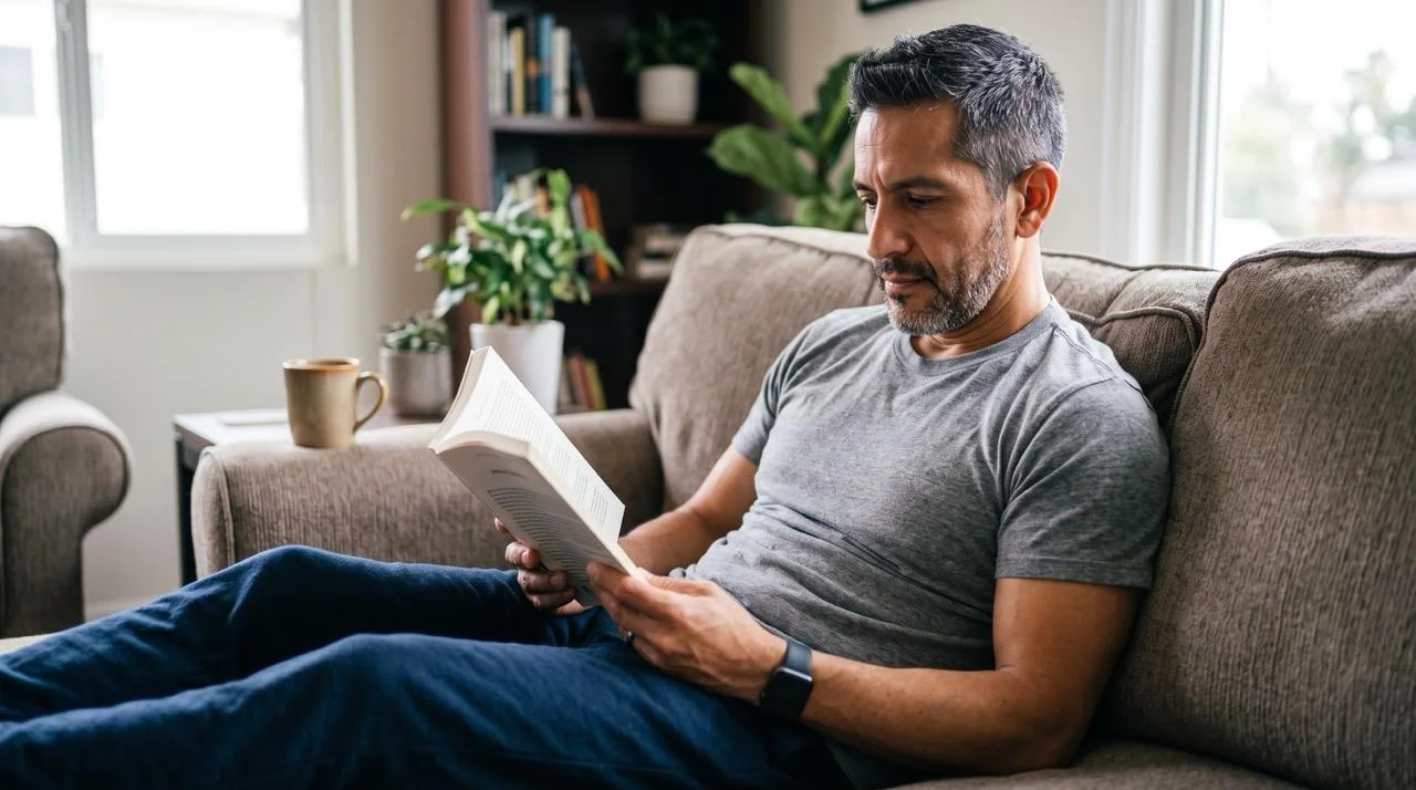 Man reviewing health monitoring data on his mobile phone